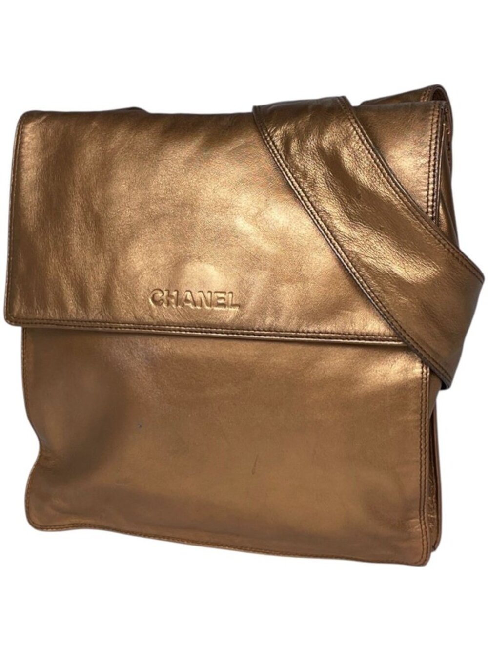 Chanel Shoulder Bag Leather Blanc